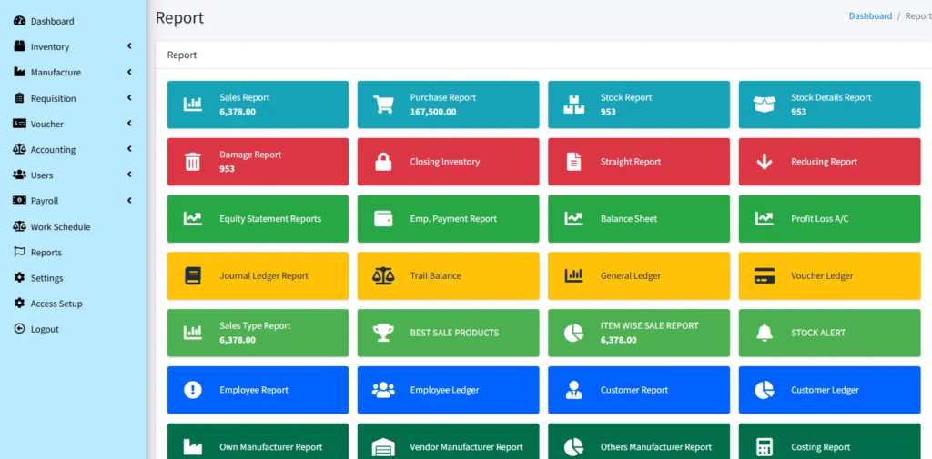 erp software real time report erp software in Bangladesh - sunshine it